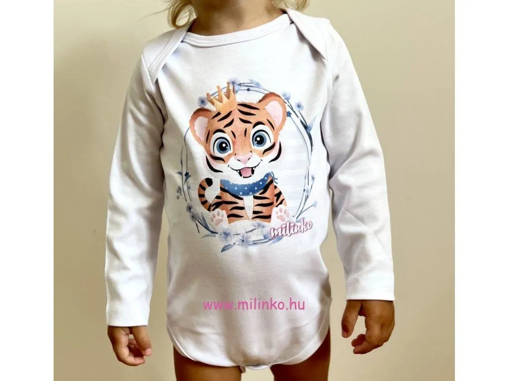 Egyedi baba body, hosszú ujjú- Cuki tigris