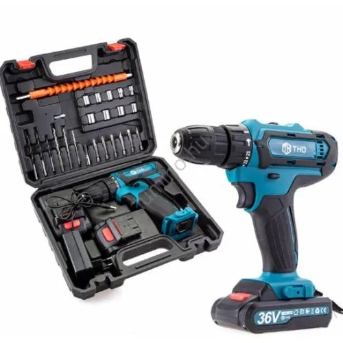 Akkus fúró és csavarozó szett 28 db kiegészítővel + 2 db 36V Li-ion akksival kék