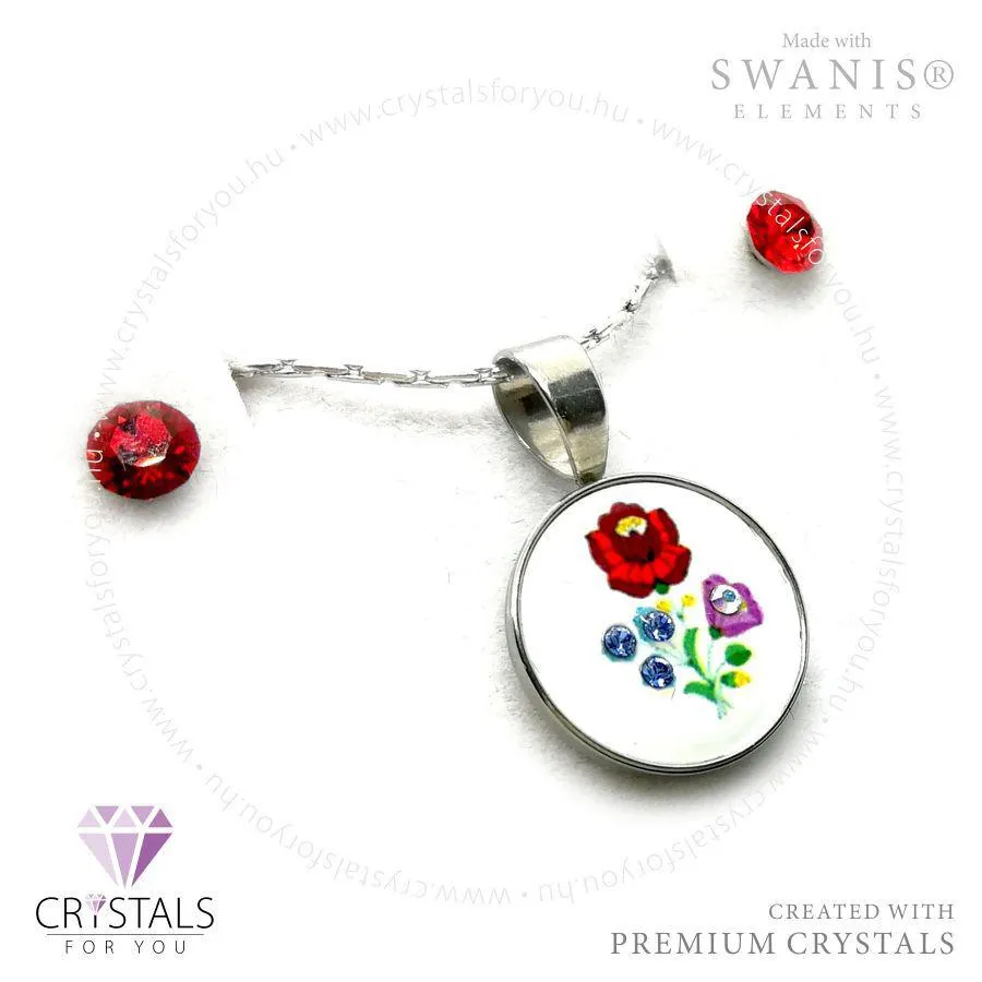 Magyaros mintájú kör medálos szett Swanis® prémium kristállyal díszítve