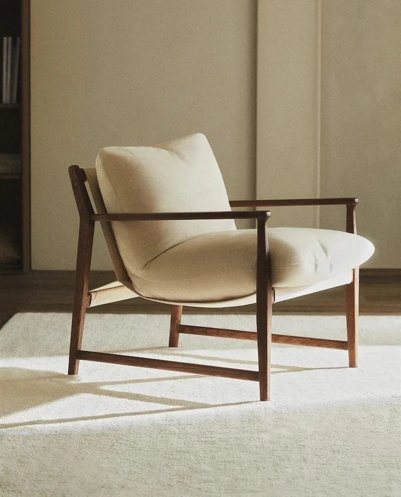 WOODEN ARMCHAIR WITH REMOVABLE CUSHION