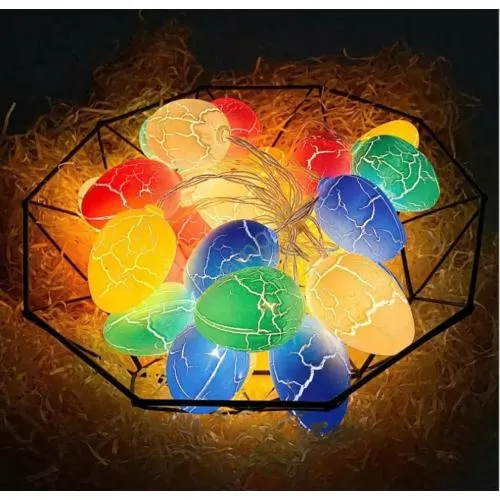 TAVASZI TOJÁS FÉNYFÜZÉR KÜL-BELTÉRI 10 LED TÖRÖTT MINTÁS