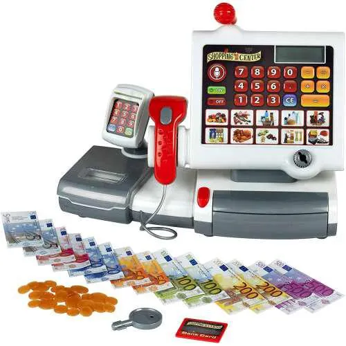 Pénztárgép szkennerrel, bankjegyekkel és érmékkel - Szerepjáték