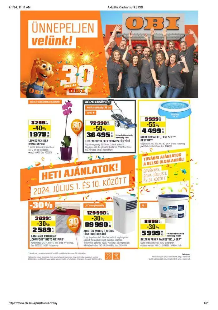 Katalógus Obi Leaflet július 1.-tól július 31.-ig 2024. - Oldal 1