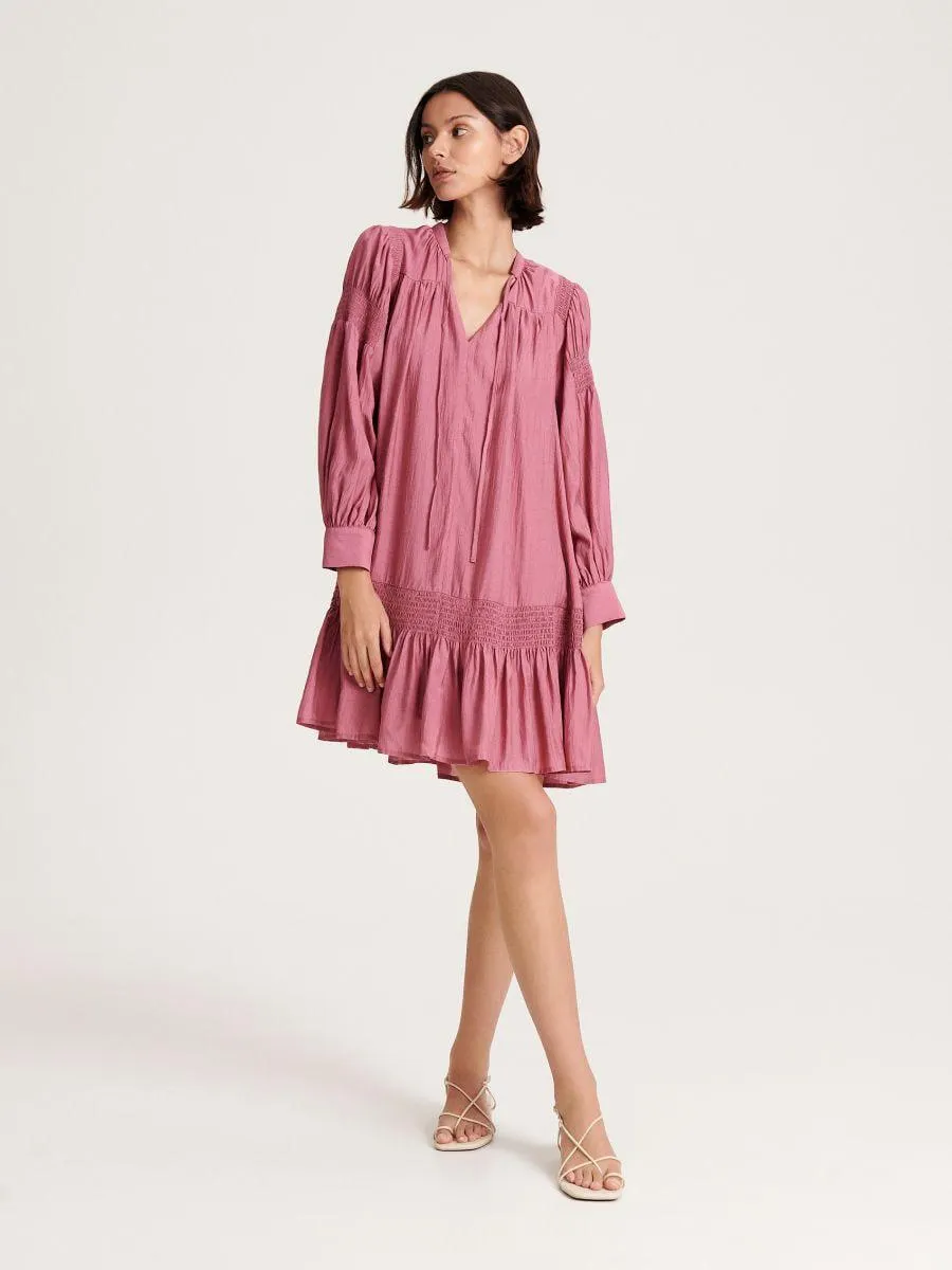 Mintájú ruha puffos ujjal