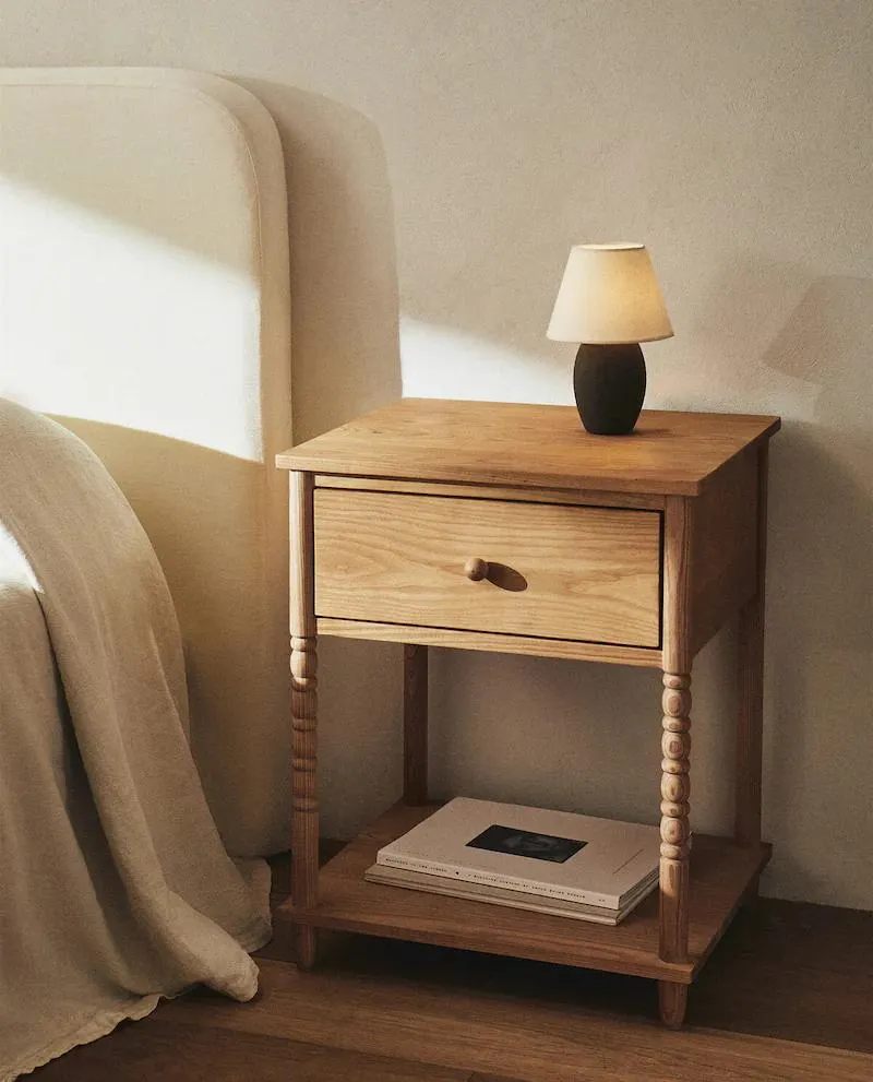 WOODEN BEDSIDE TABLE