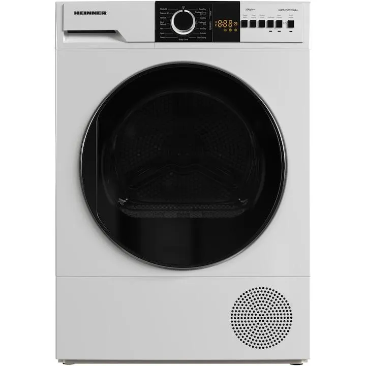Heinner HHPD-V10T2CHA++ Hőszivattyús szárítógép, 10kg, 15 program, LED kijelző, E energiaosztály, Fehér
