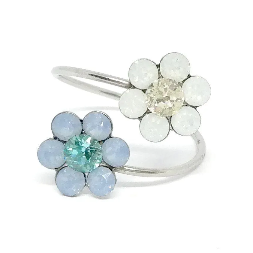 Dupla virág gyűrű Swanis® prémium kristállyal díszítve