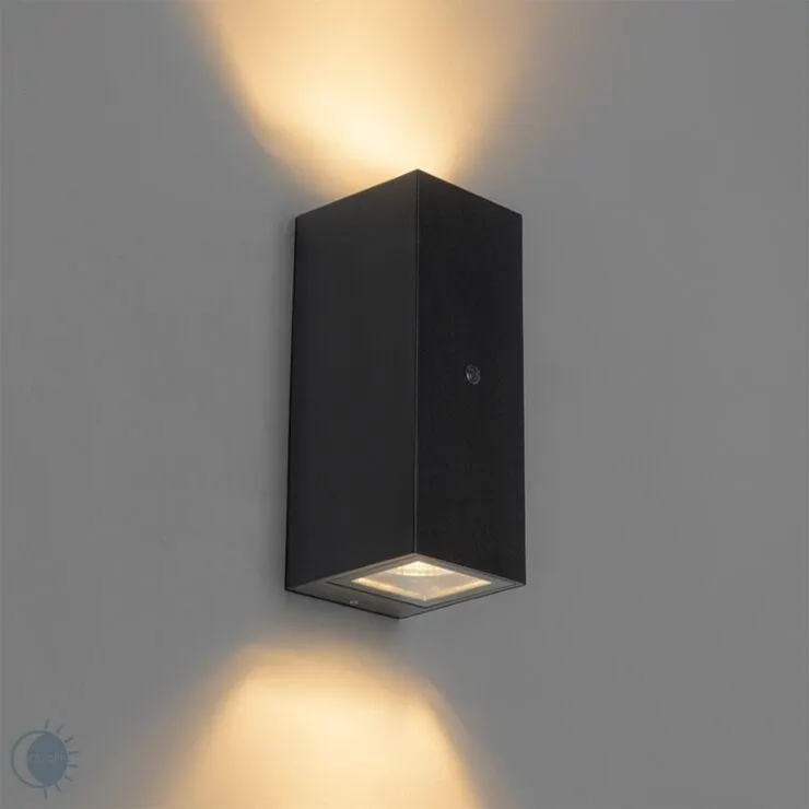 Fali lámpa fekete IP44 világos-sötét érzékelővel - Baleno II