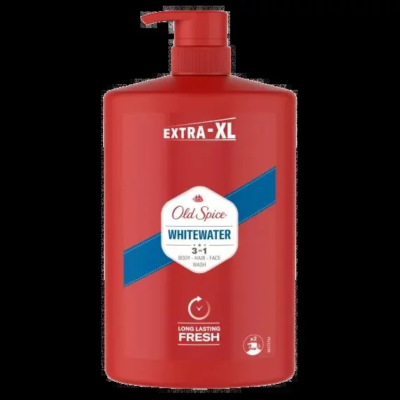 Old Spice Whitewater Tusfürdő És Sampon Férfiaknak 1000ml,3az1-ben,Hosszan Tartó Frissesség