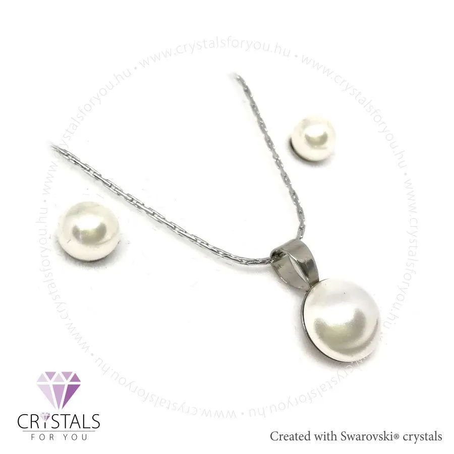 Gyöngy szett Swanis® prémium kristállyal díszítve, gömb fülbevalóval
