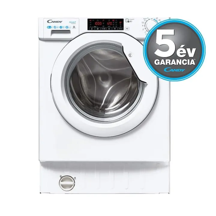 Candy CBDO485TWME-S Beépíthető mosó-szárítógép, 8kg mosó kapacitás, 5kg szárító kapacitás, 1400 fordulat/perc, 16 program, A energiaosztály, Fehér