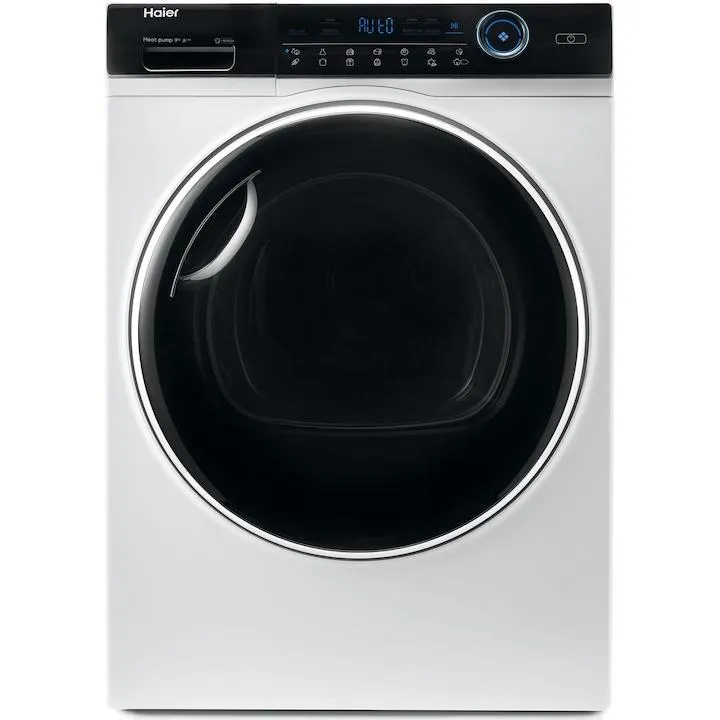 Haier HD90-A3979-S Hőszivattyús szárítógép, 9 kg, Inverter motor, iRefresh, Dry Sensor, Pillow drum, 14 program, Display LED, Control touch, iTime, C energiaosztály, Fehér