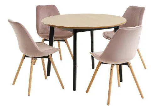 JEGIND ÁTM105 asztal tölgy + 4 KASTRUP szék rózsaszín