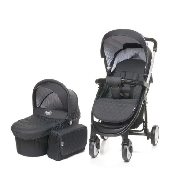 4Baby Atomic 2 az 1-ben multifunkciós babakocsi Fekete színben