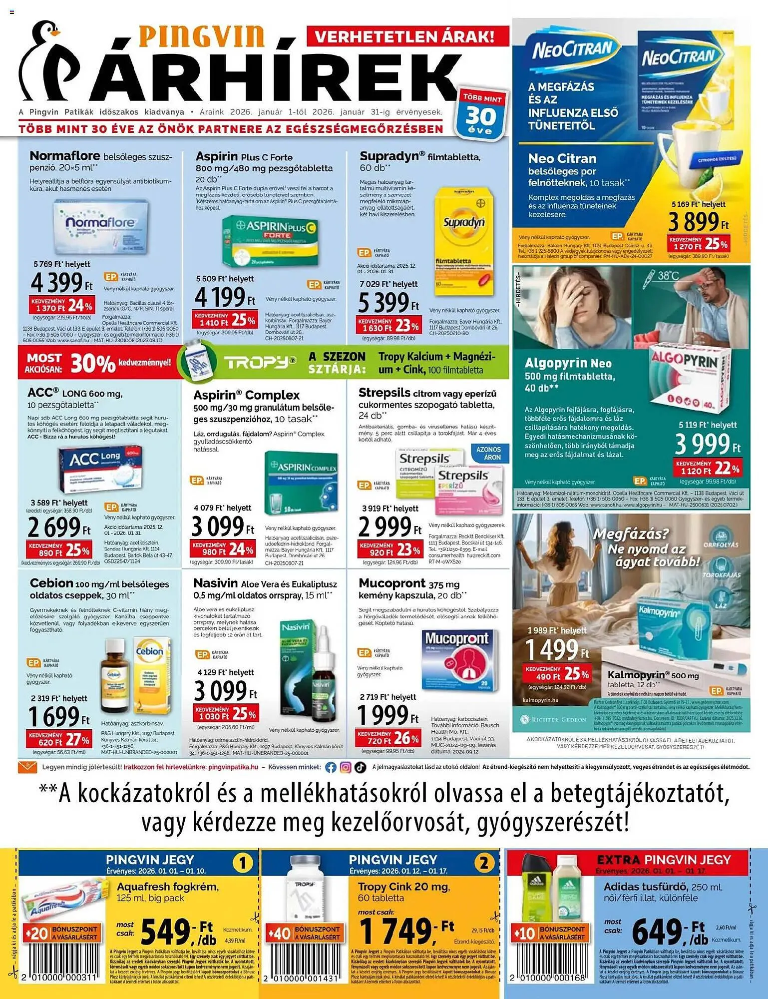 Katalógus Pingvin Patika akciós újság január 1.-tól január 31.-ig 2026. - Oldal 1