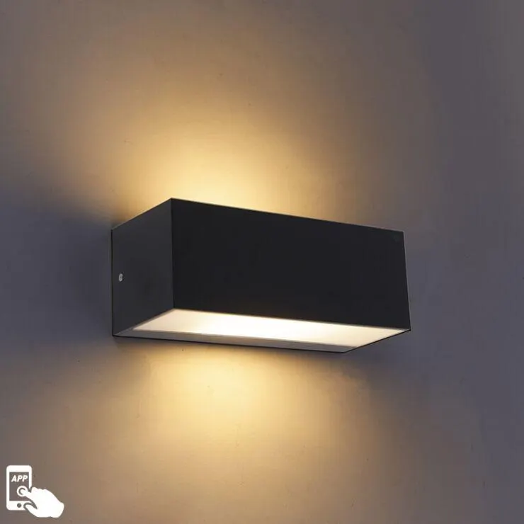 Intelligens modern fali lámpa fekete IP65 WiFi A60-zal - Houks