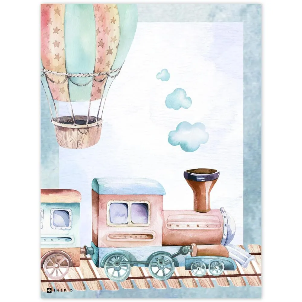 Falikép - Vonat és hőlégballon
