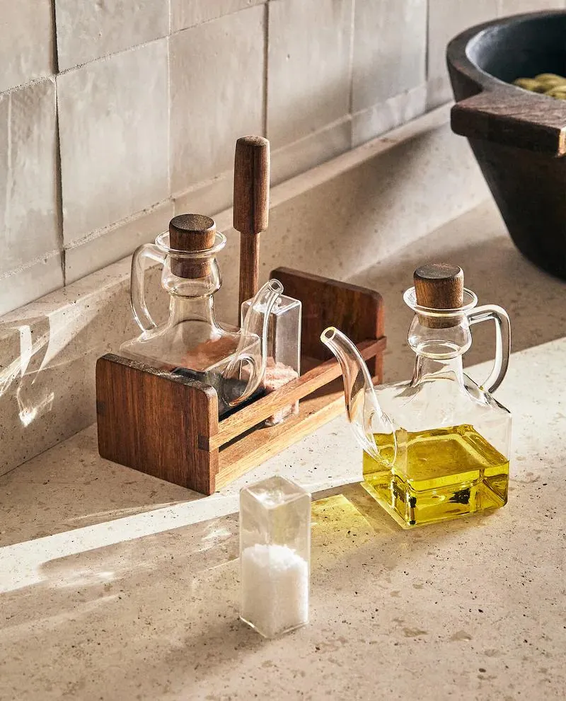 SET ACEITERAS BOROSILICATO MADERA