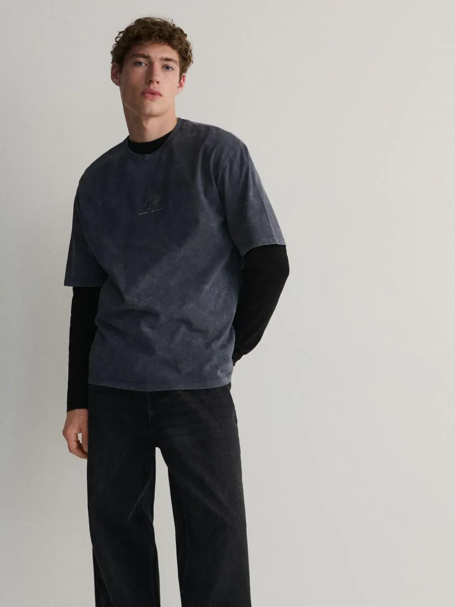 Kőmosott hatású póló