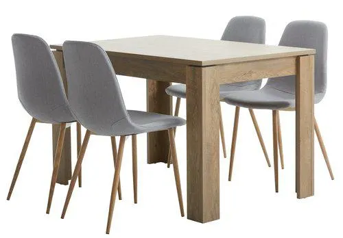 VEDDE H120 asztal sötét tölgy + 4 JONSTRUP szék szürke/tölgy