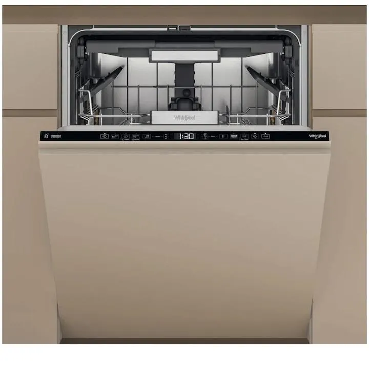 Whirlpool W7IHT40T Beépíthető mosogatógép, 15 teríték, 8 program, 6th Sense Technology, NaturalDry, C energiaosztály, PowerCleanPro, Késleltetett indítás, 60 cm