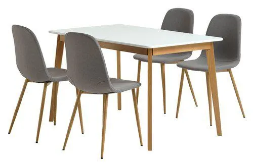 JEGIND H130 asztal fehér + 4 JONSTRUP szék szürke/tölgyszínű