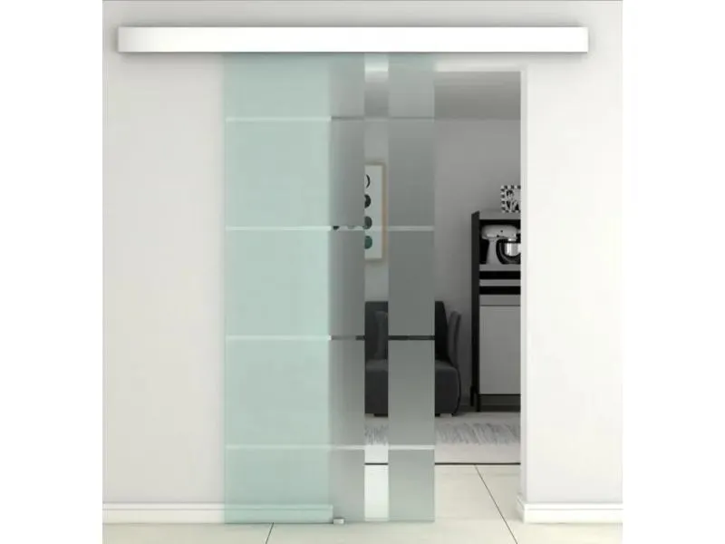 G42 - üveg tolóajtószett (savmart csíkozott, 205x95cm)