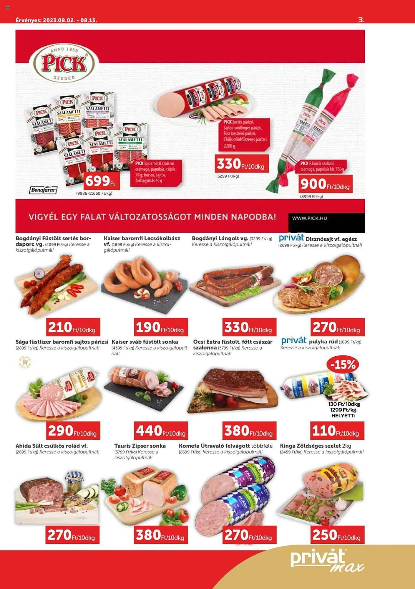 Katalógus PRIVÁT akciós újság augusztus 2.-tól augusztus 15.-ig 2023. - Oldal 3