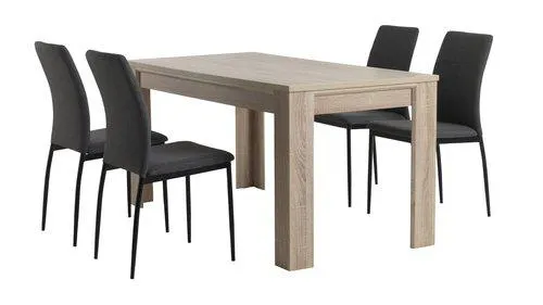 HASLUND H160 asztal tölgy + 4 TRUSTRUP szék szürke