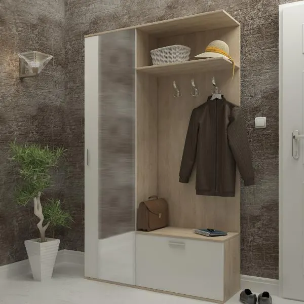 ZARA ELŐSZOBA FAL, SONOMA TÖLGY/FEHÉR, 120X197X35CM