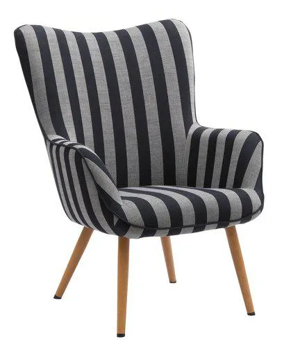 Armchair SIMESTED striped black/beige fabric