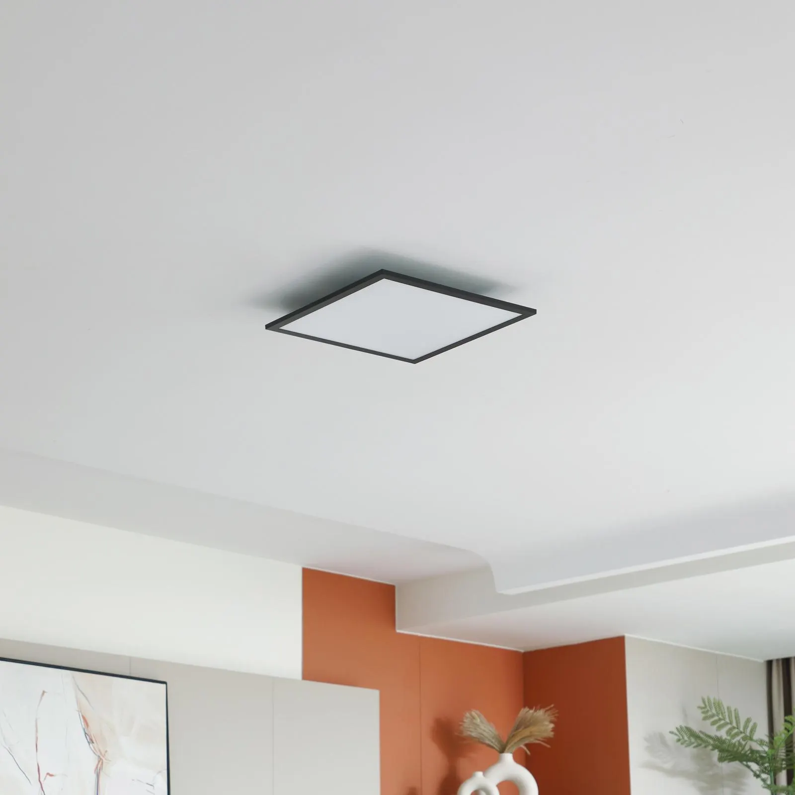 Lindby LED-Panel Enhife, schwarz, 39,5x39,5 cm