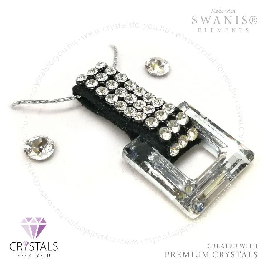 Négyzet díszes sok köves szett 3 sor Swanis® prémium kristállyal díszítve