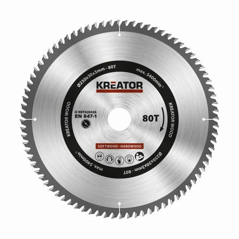Kreator Fűrésztárcsa fa vágására 25 cm, 80 T