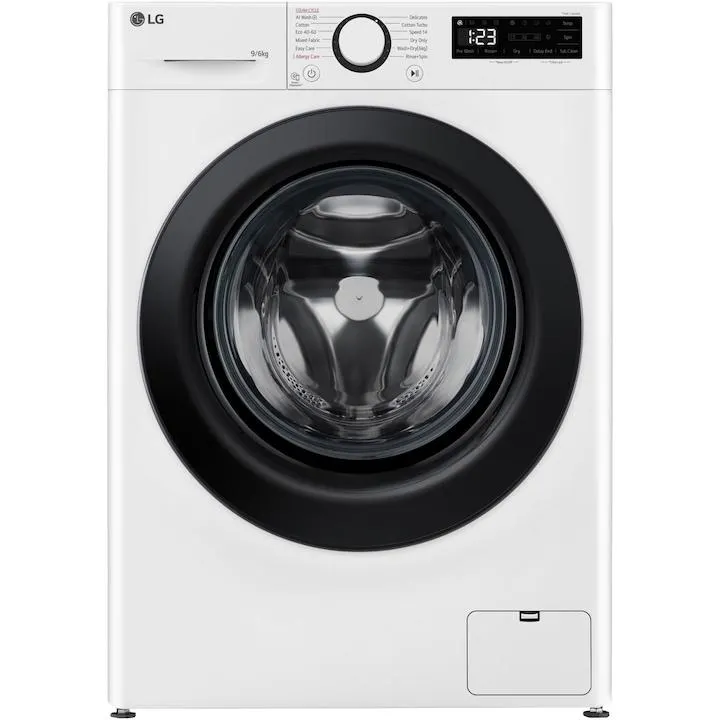 LG F4DR509SBW Gőz mosó-szárítógép, 9 kg mosás, 6 kg szárítás, 1400 rpm, B energiaosztály, Direct Drive motor, Fehér