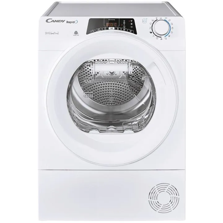 Candy Rapido ROE H10A2TE-S Hőszivattyús szárítógép, 10 kg, WiFi, Easy case, Nedvesség érzékelő, E energiahatékonyság, Fehér