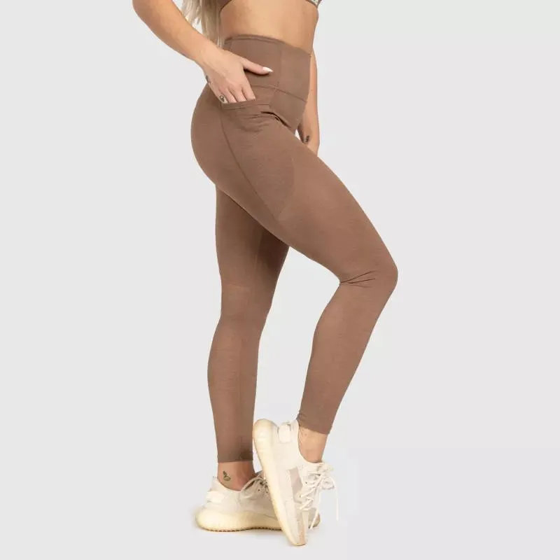 Magasderekú varrás nélküli leggings Iron Aesthetics Elegance, barna