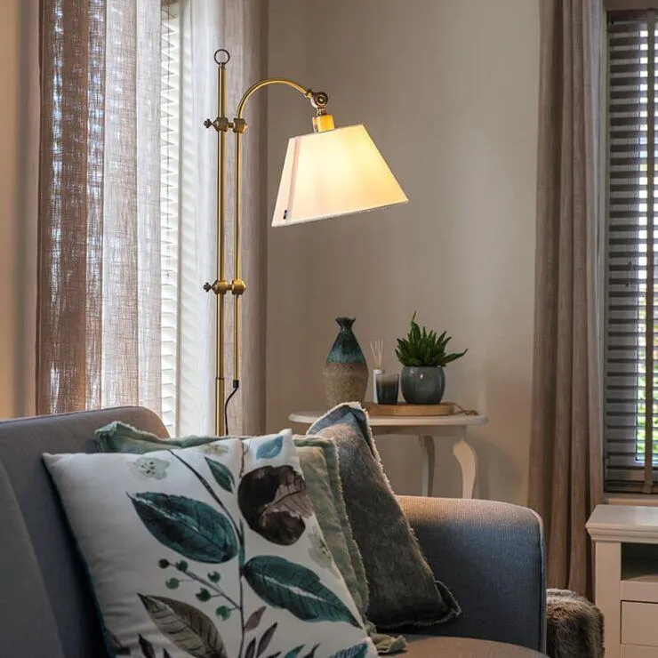 Klasszikus állólámpa bronz, fehér árnyalattal - Ashley