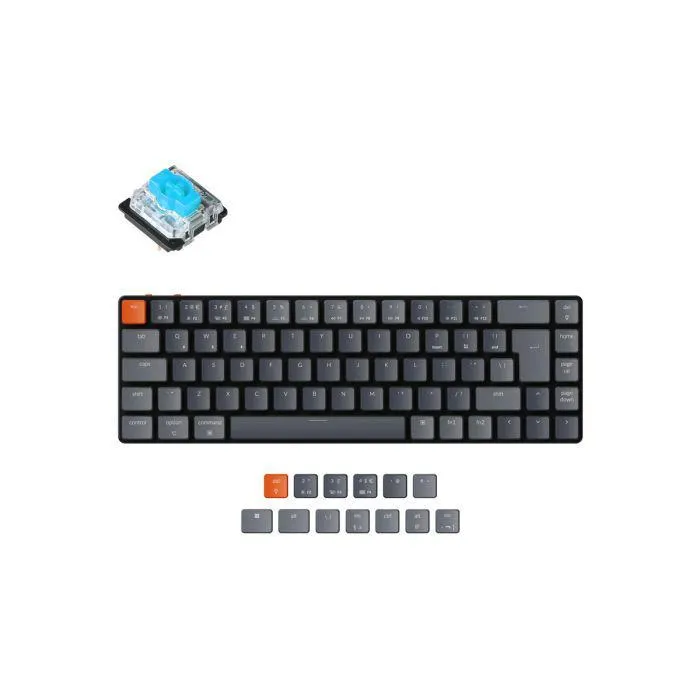 Keychron – K7 nemzetközi angol mechanikus billentyűzet - RGB, Bluetooth, alumínium váz - Gateron Blue switch