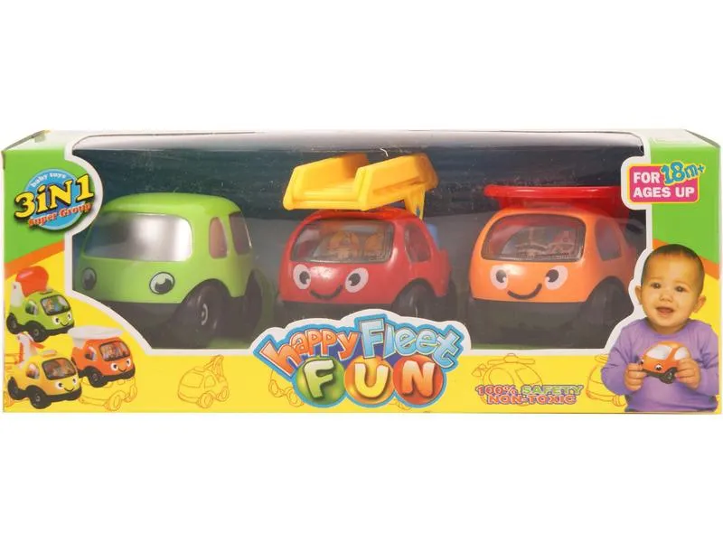 Happy Fleet bébiautó 3 darabos készlet