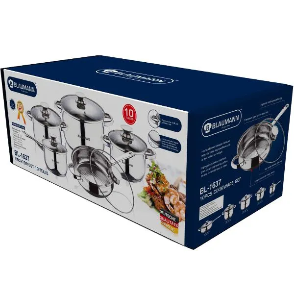 HOME CHEF ROZSDAMENTES 10 RÉSZES EDÉNYKÉSZLET INDUKCIÓS