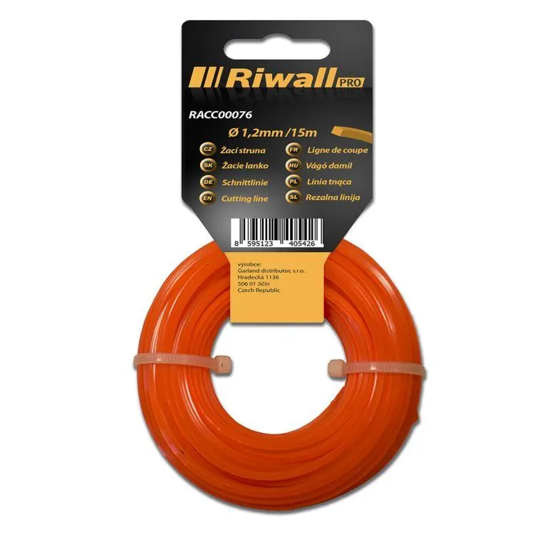 Négyzet alakú húr Riwall 1,2 mm 15 m nylon narancssárga