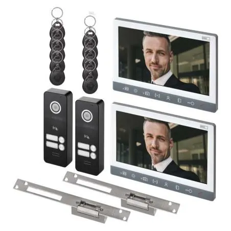 EMOS Video kaputelefon készlet, beltéri egység, ajtózár (2xH3015+2xH3017+2xD1139)