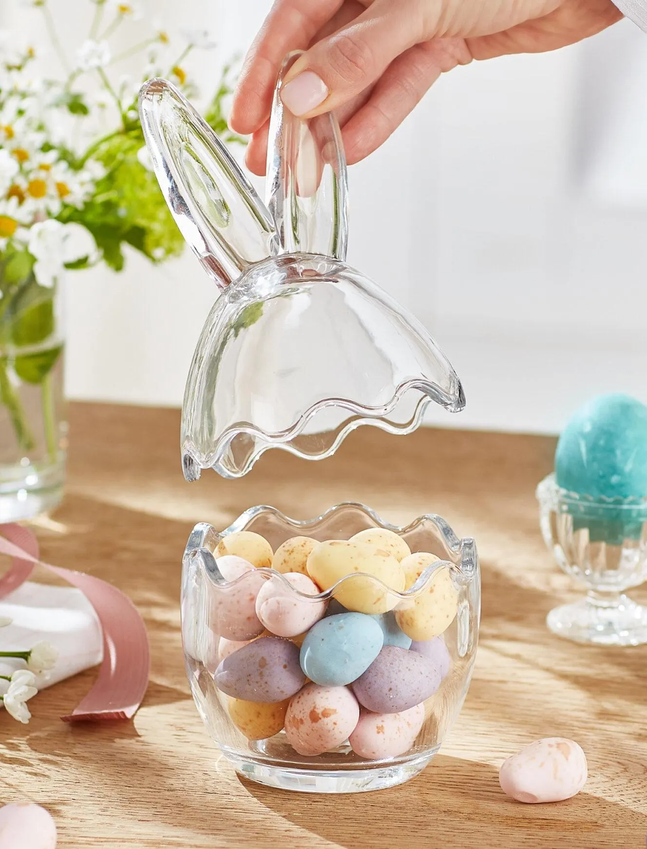 tojás alakú üveg tároló