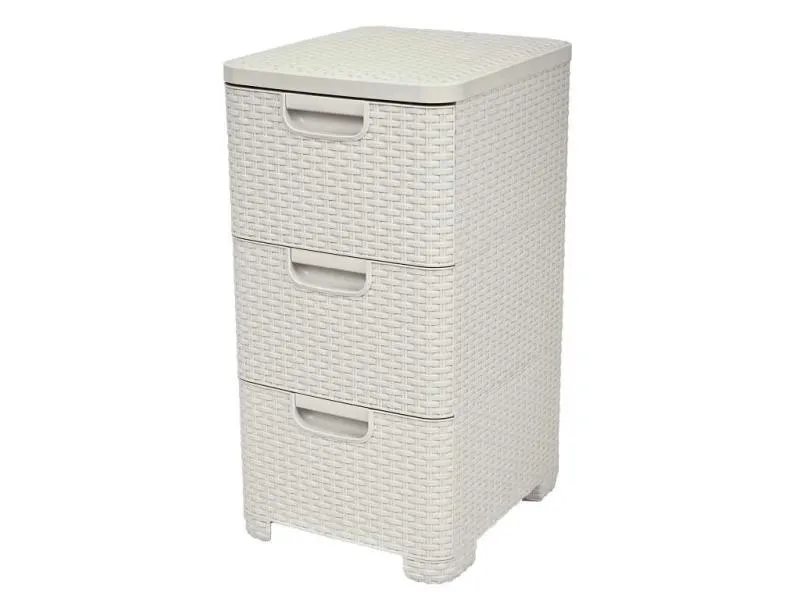 CURVER STYLE - rattanhatású fiókos tároló krém (3x14L)