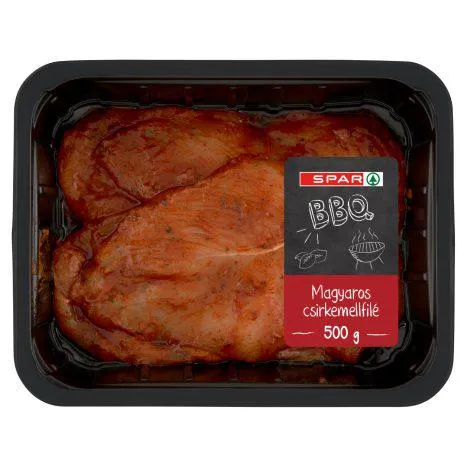 SPAR BBQ szeletelt csirke mellfilé magyaros marinádban 500 g