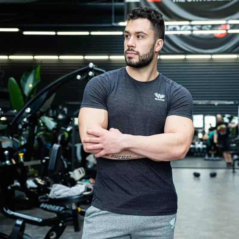 Férfi sportpóló Iron Aesthetics Regenerate, navy/gold