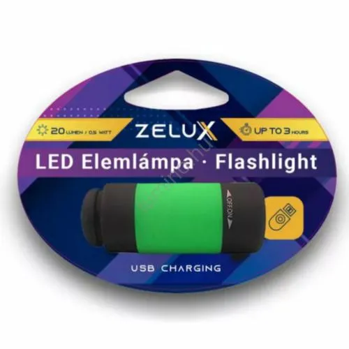 Zelux Led USB tölthető Elemlámpa 0,5W zöld