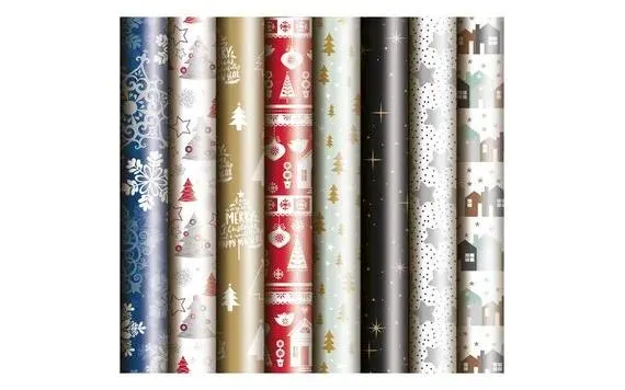 Csomagolópapír - karácsonyi motívumok - 500x70 cm tekercs - mix no.7