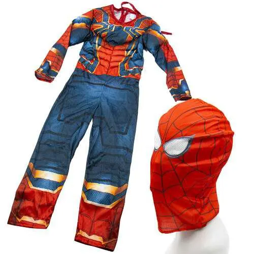 Szuperhős farsangi jelmez gyerekeknek - muszklis pók kezes-lábas és maszk / S-es méret